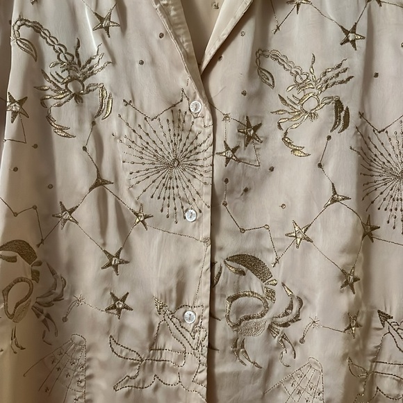 Urban Outfitters Gold Zodiac Embroidery Button Down Shirt - Picture 3 of 5